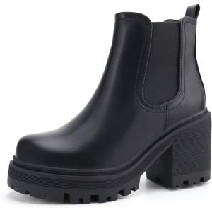 imagefirelli Women Fashion Chelsea Boots Platform Boots Classic Ankle BootiesBlack