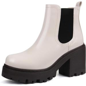 imagefirelli Women Fashion Chelsea Boots Platform Boots Classic Ankle BootiesCream