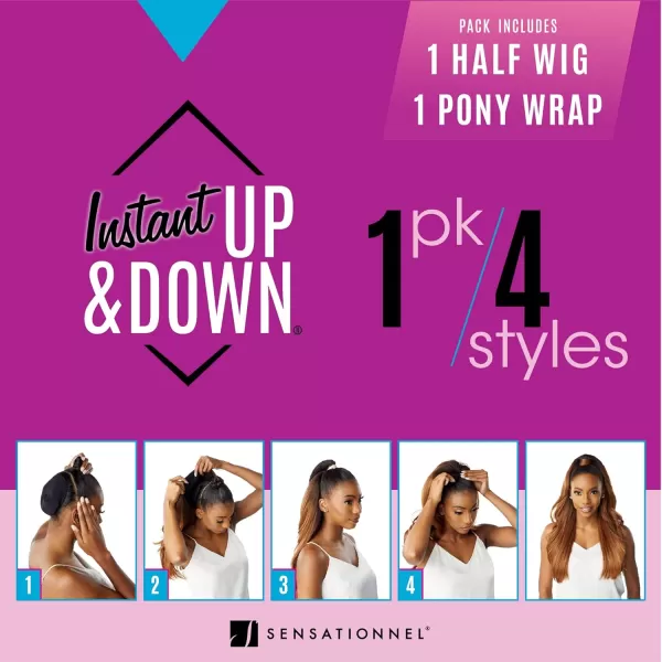 Sensationnel Instant UPDOWN halfwig Pony - Instant Weave Up and Down 4 style in 1 half wig and pony drawstring - INSTANT UD 15 