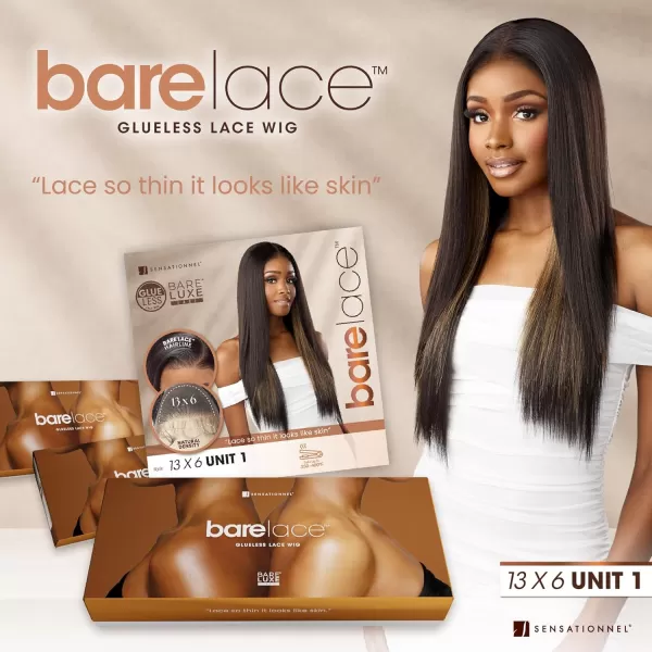 Sensationnel Bare Lace 13x6 wigs - Unit 1 Glueless synthetic with 180 degree preplucked hairline Non lifting 2040 larger grid thinner lace - BareLace unit 1 