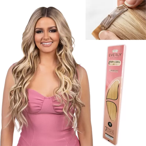 Clip in - 7 piece Remy human hair seamless silicone weft clip in with butterfly clipin technology - EVERLY 