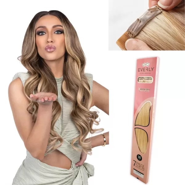 Clip in - 7 piece Remy human hair seamless silicone weft clip in with butterfly clipin technology - EVERLY 