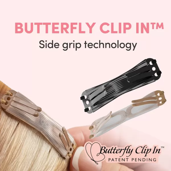 Clip in - 7 piece Remy human hair seamless silicone weft clip in with butterfly clipin technology - EVERLY 