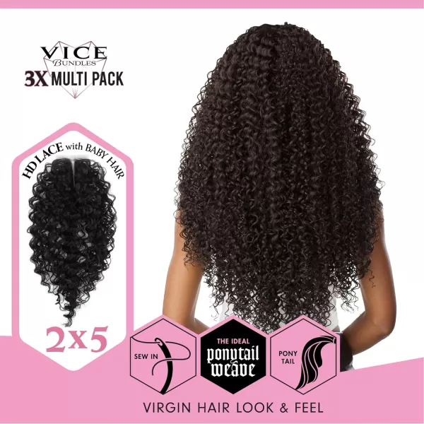 Sensationnel Vice Bundles Multi weaving - Vice Boho Curl synthetic virgin hair dupe with 2x5 Lace Closure - Vice Bundle Multi Boho Curl 