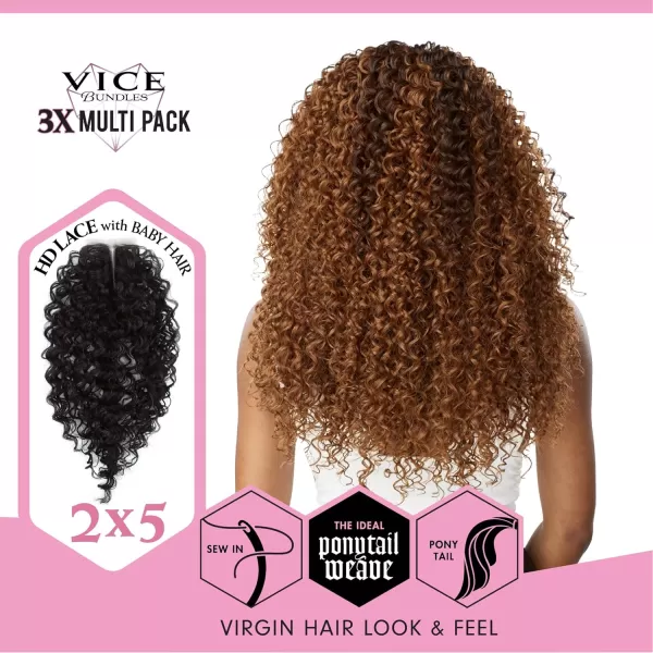 Sensationnel Vice Bundles Multi weaving - Vice Boho Curl synthetic virgin hair dupe with 2x5 Lace Closure - Vice Bundle Multi Boho Curl 