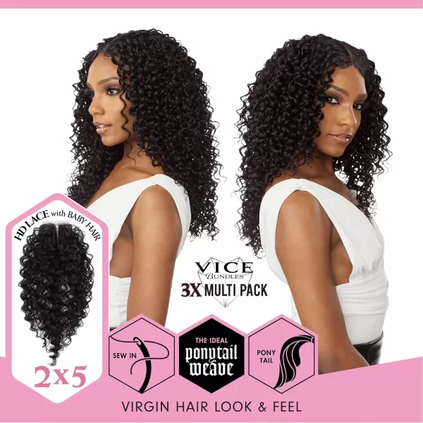 Sensationnel Vice Bundles Multi weaving - Vice Boho Curl synthetic virgin hair dupe with 2x5 Lace Closure - Vice Bundle Multi Boho Curl 