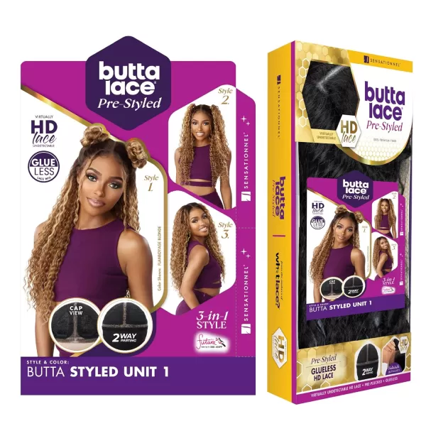 Sensationnel Butta Pre-styled Lace Front Wigs - Butta prestyled unit 1 glueless 2 way hand tied part lace synthetic wig preplucked hairline - Butta Styled Unit 1 