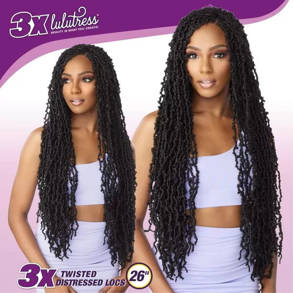 Sensationnel Lulutress Crochet Braiding hair - Twisted Distressed Locs kanekalon braids - 3x twist distress loc 26 Inch 