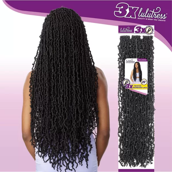 Sensationnel Lulutress Crochet Braiding hair - Twisted Distressed Locs kanekalon braids - 3x twist distress loc 26 Inch 