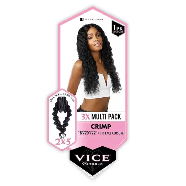 Sensationnel Vice Bundles 3x Multi Pack Weave + HD Lace Closure - CRIMP 26" 28", 30" 