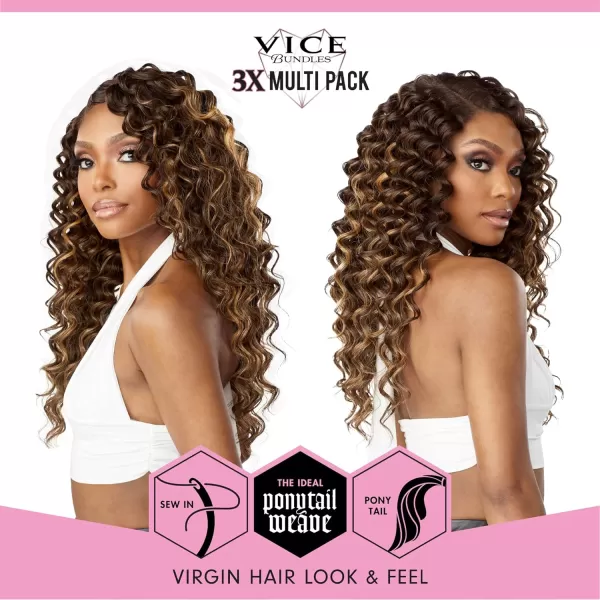 Sensationnel Vice Bundles Multi weaving - Vice Deep Twist synthetic virgin hair dupe with 2x5 Lace Closure - Vice Bundle Multi Deep Twist 