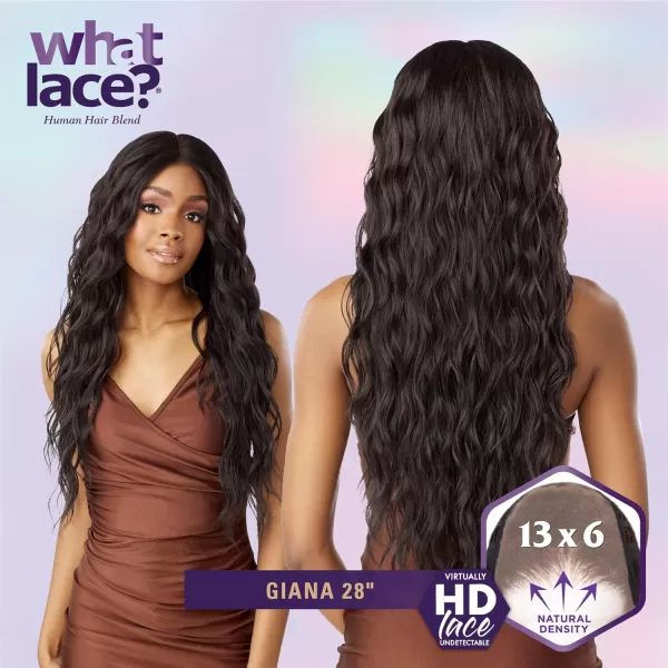 Sensationnel What Lace 13x6 Wigs - Human Hair Blend GIANA 28-inch Cloud 9 synthetic with preplucked hairline - Whatlace HHM GIANA 28 inch 