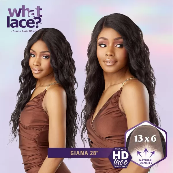 Sensationnel What Lace 13x6 Wigs - Human Hair Blend GIANA 28-inch Cloud 9 synthetic with preplucked hairline - Whatlace HHM GIANA 28 inch 