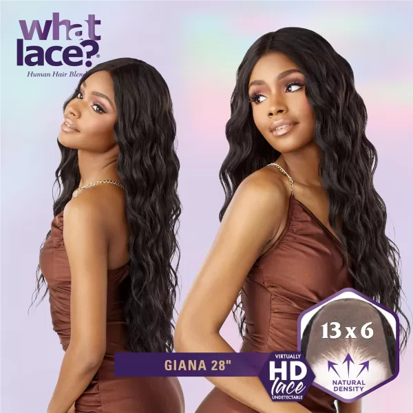 Sensationnel What Lace 13x6 Wigs - Human Hair Blend GIANA 28-inch Cloud 9 synthetic with preplucked hairline - Whatlace HHM GIANA 28 inch 