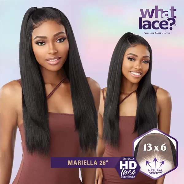 Sensationnel What Lace 13x6 Wigs - Human Hair Blend MARIELLA 26-inch Cloud 9 synthetic with preplucked hairline - Whatlace HHM MARIELLA 26 inch 