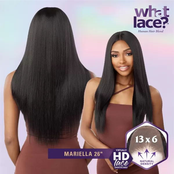 Sensationnel What Lace 13x6 Wigs - Human Hair Blend MARIELLA 26-inch Cloud 9 synthetic with preplucked hairline - Whatlace HHM MARIELLA 26 inch 
