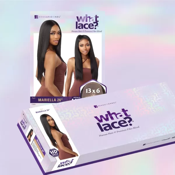 Sensationnel What Lace 13x6 Wigs - Human Hair Blend MARIELLA 26-inch Cloud 9 synthetic with preplucked hairline - Whatlace HHM MARIELLA 26 inch 