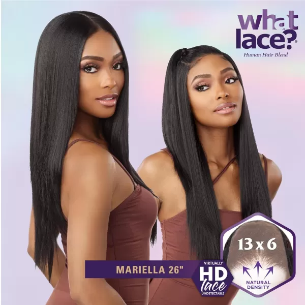 Sensationnel What Lace 13x6 Wigs - Human Hair Blend MARIELLA 26-inch Cloud 9 synthetic with preplucked hairline - Whatlace HHM MARIELLA 26 inch 