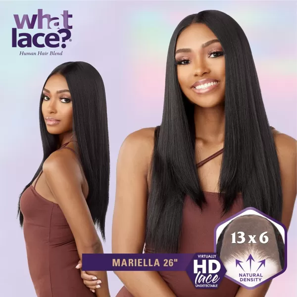 Sensationnel What Lace 13x6 Wigs - Human Hair Blend MARIELLA 26-inch Cloud 9 synthetic with preplucked hairline - Whatlace HHM MARIELLA 26 inch 