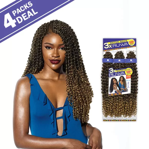 MULTI PACK DEALS! Sensationnel XPRESSION 3X Ruwa Pre-Stretched Braids Water Wave 18" 
