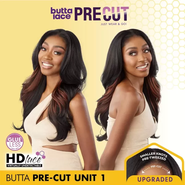Sensationnel Butta Lace precut Front Wigs - unit 1 glueless precut lace extra wide 5 inch deep part synthetic wig pre-cut pre tweezed smaller knot hairline - Butta pre cut unit 1 