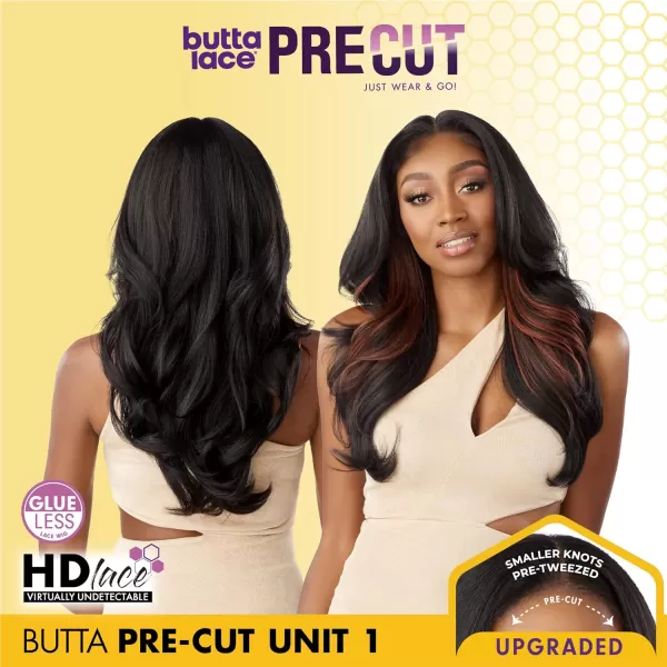 Sensationnel Butta Lace precut Front Wigs - unit 1 glueless precut lace extra wide 5 inch deep part synthetic wig pre-cut pre tweezed smaller knot hairline - Butta pre cut unit 1 