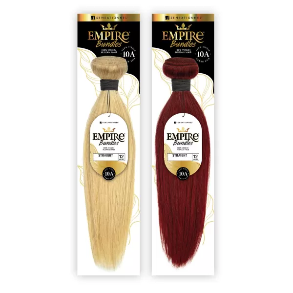 Sensationnel Empire Yaki weave hair - virgin Human hair extensions Yaki texture hair for weaving and sew in styles - Straight Yaki 1 pack 