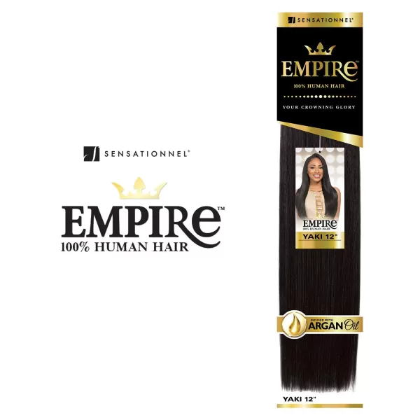 Sensationnel Empire Yaki weave hair - virgin Human hair extensions Yaki texture hair for weaving and sew in styles - Straight Yaki 1 pack 