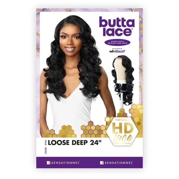 Sensationnel Human Hair Blend HD Lace Front Wig Butta Lace Loose Deep 24" 