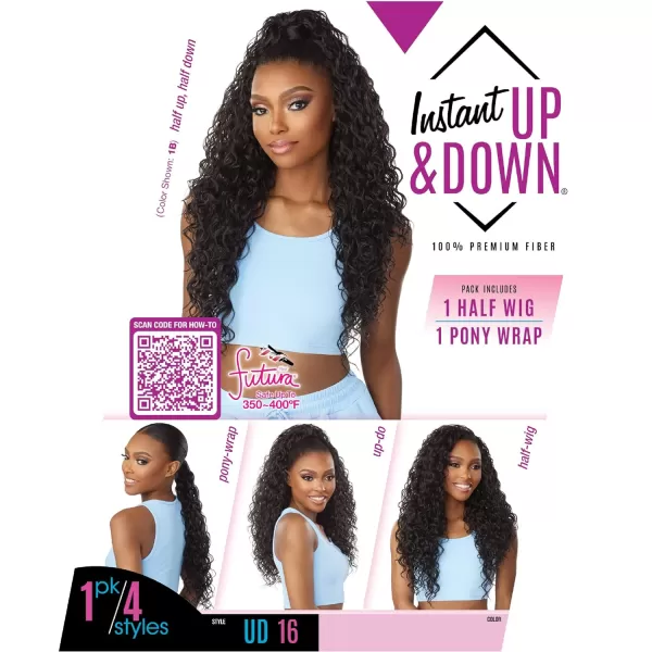 Sensationnel Instant UPDOWN halfwig Pony - Instant Weave Up and Down 4 style in 1 half wig and pony wrap - INSTANT UD Unit 16 