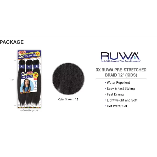Sensationnel Ruwa 3X Pre-Stretched Kids Braid 12 