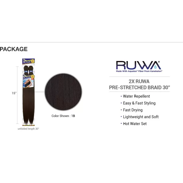 Sensationnel X-Pression 100% Kanekalon Crochet Braid - 2X RUWA Pre-Stretched 30" 