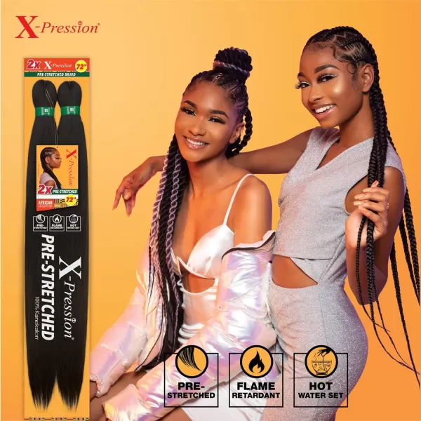 Sensationnel X-pression prestretched braiding hair - 2x xpression 72 inch all kanekalon flame retardant synthetic braid in hair extensions - 2X 72 Inch 