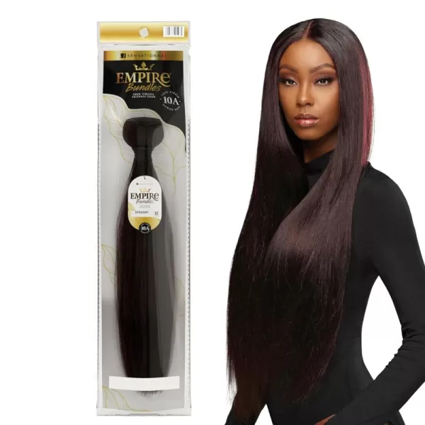 Sensationnel Empire Yaki weave hair - virgin Human hair extensions Yaki texture hair for weaving and sew in styles - Straight Yaki 1 pack 