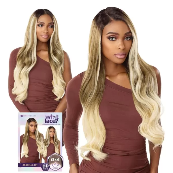 Sensationnel What Lace 13x6 Wigs - Human Hair Blend ARABELLA 28-inch Cloud 9 synthetic with preplucked hairline - Whatlace HHM ARABELLA 28 inch 
