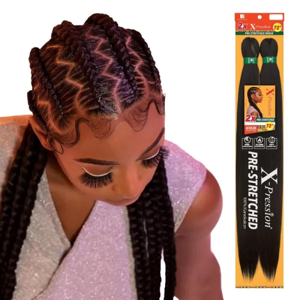Sensationnel X-pression prestretched braiding hair - 2x xpression 72 inch all kanekalon flame retardant synthetic braid in hair extensions - 2X 72 Inch 