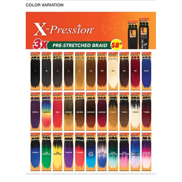 Sensationnel Braids African Collection 6X X-Pression Pre-Stretched Braid 58" 