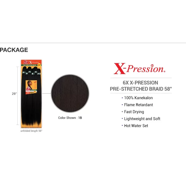 Sensationnel Braids African Collection 6X X-Pression Pre-Stretched Braid 58" 