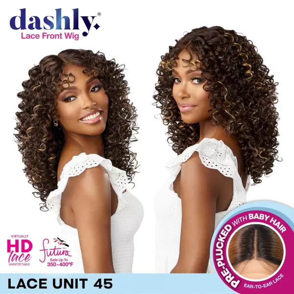 Sensationnel Dashly lace Front Wig - unit 45 lace curly bangs hand tied ear to ear soft lace synthetic with baby hair 5 Inch Deep Part - Dashly lace Unit 45 