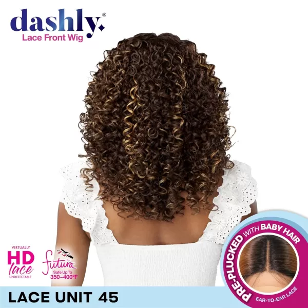Sensationnel Dashly lace Front Wig - unit 45 lace curly bangs hand tied ear to ear soft lace synthetic with baby hair 5 Inch Deep Part - Dashly lace Unit 45 