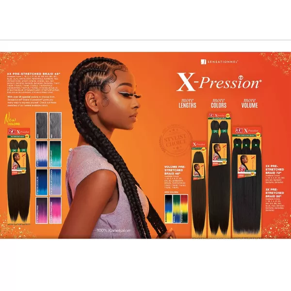Sensationnel Braiding Crochet Braids African Collection 2X X-Pression Pre-Stretched Braid 72' 