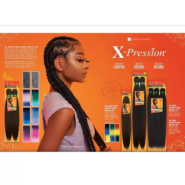 Sensationnel Braiding Crochet Braids African Collection 2X X-Pression Pre-Stretched Braid 72' 