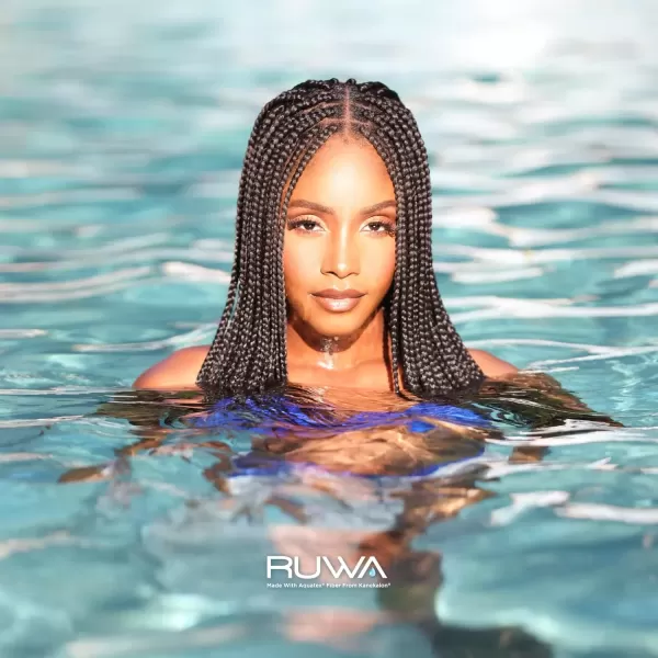 imageSensationnel Ruwa prestretched braiding hair  3x ruwa 18inch water repellent kanekalon fiber fast dry synthetic braid  3x Ruwa 18 inch 3 pack 1B OFFBLACKSM1B30