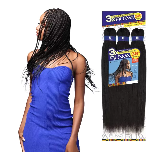 imageSensationnel Ruwa prestretched braiding hair  3x ruwa 18inch water repellent kanekalon fiber fast dry synthetic braid  3x Ruwa 18 inch 3 pack 1B OFFBLACK613 BLONDE