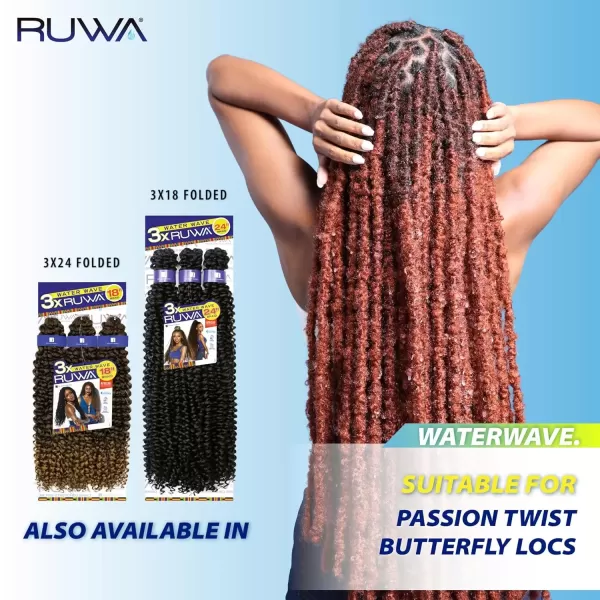 imageSensationnel Ruwa prestretched braiding hair  3x ruwa 18inch water repellent kanekalon fiber fast dry synthetic braid  3x Ruwa 18 inch 3 pack 1B OFFBLACKSM1B30
