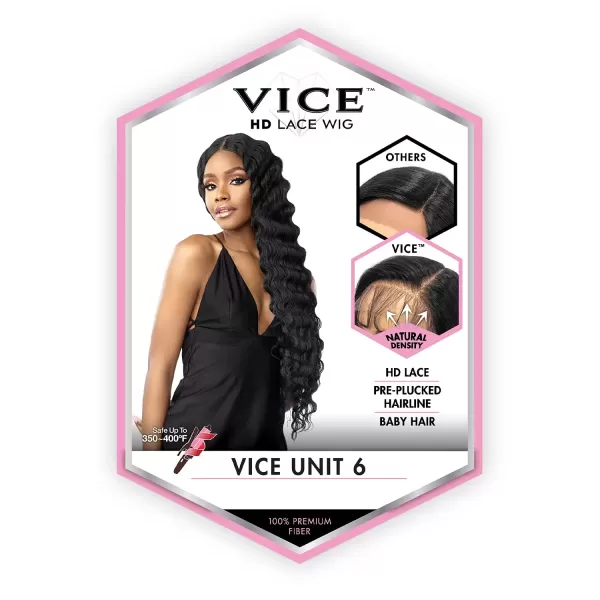 imageSensationnel Vice lace front wigs  unit 6 5 inch deep part synthetic wig preplucked hairline  Vice unit 6 1 JETBLACKBALAYAGEGOLD