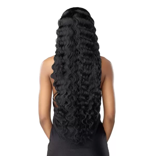 imageSensationnel Vice lace front wigs  unit 6 5 inch deep part synthetic wig preplucked hairline  Vice unit 6 1 JETBLACKBALAYAGEGOLD