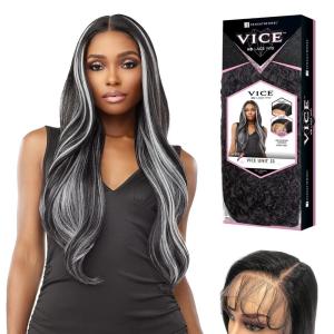 imageSensationnel Vice Lace front wig  HD Transparent Lace Preplucked Hairline with Babyhair 5 Inch Deep Part  Vice Unit 13 BALAYAGECARAMEL 10 CountJet Black 1
