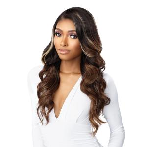 imageSensationnel Butta Lace Human Hair Blend  Glam Wave 24 in ColorBALAYAGECARAMELOff Black 1B