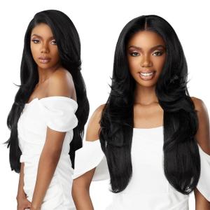 imageSensationnel Bare Lace 13x6 wigs  Unit 7 Glueless synthetic with 180 degree preplucked hairline Non lifting 2040 larger grid thin melt lace  BareLace unit 7 1 JETBLACKSHLIGHTASHBROWN